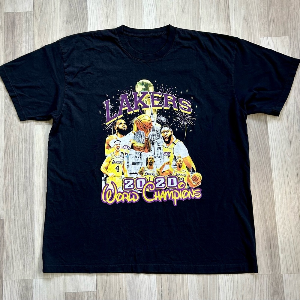 Los Angeles LA Lakers LeBron NBA Champs 2020 Rap Tee Shirt Mens Size 3XL